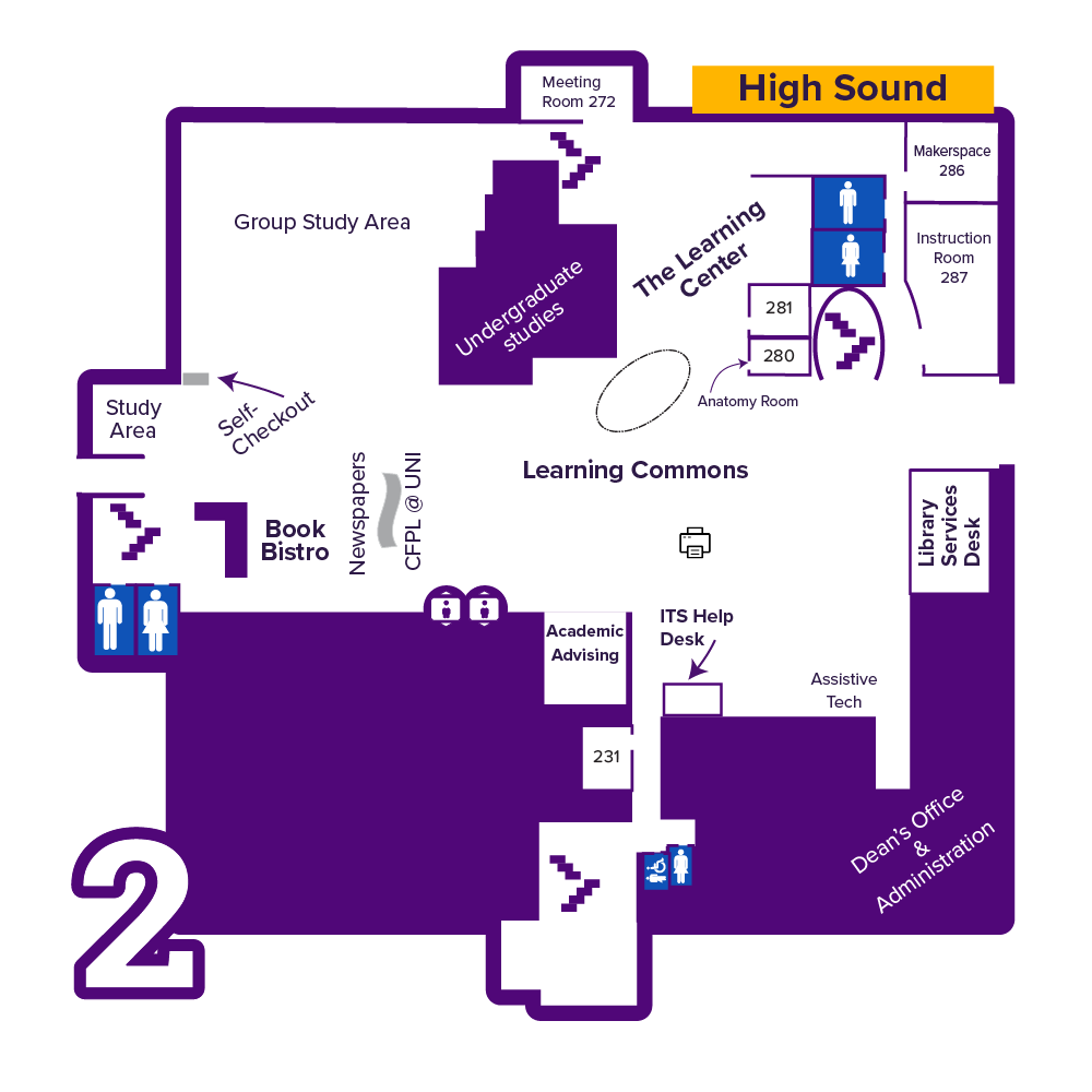 Static map of the Rod Library second floor. Accessible floor description linked above.
