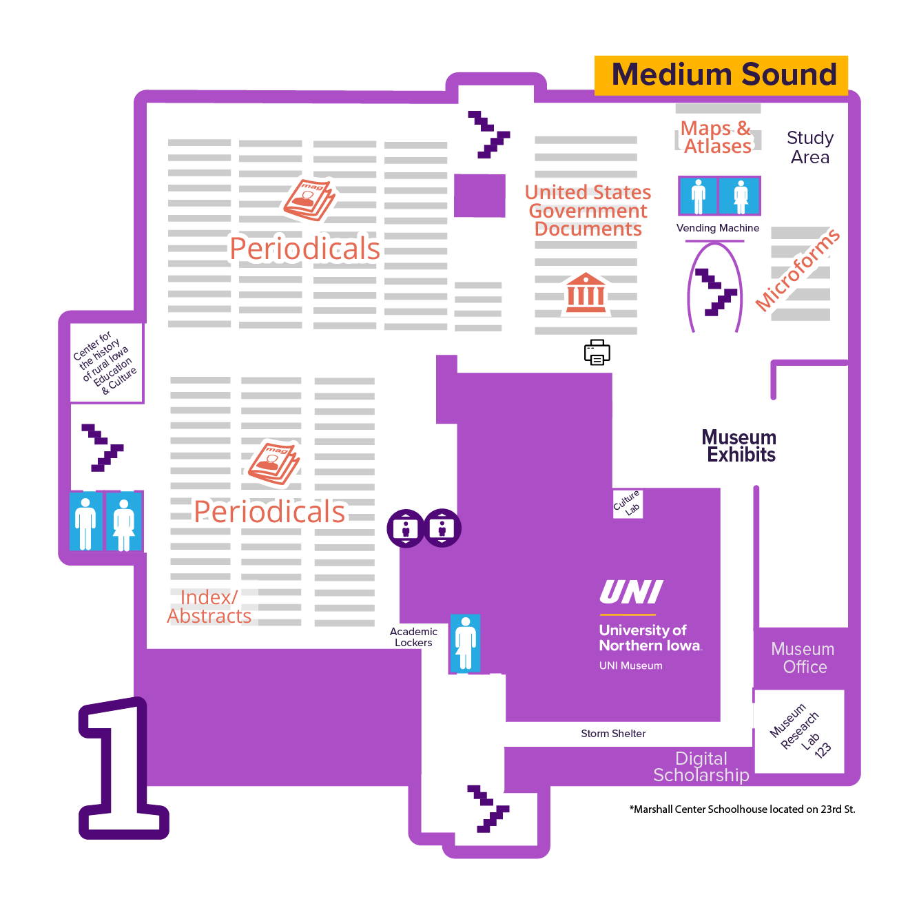Map of Rod Library first floor